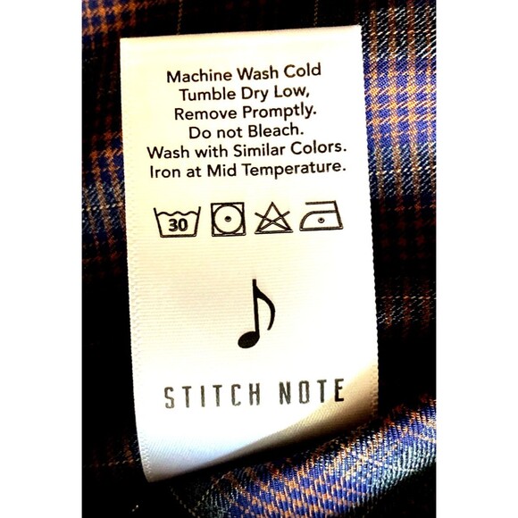 Stitch Note Men’s Large Egyptian Cotton Check Button Up Red/Blue/Purple - Picture 6 of 7